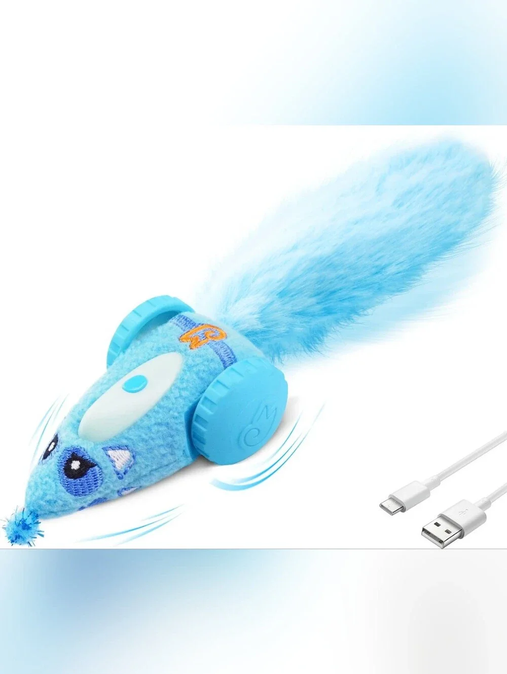 NIB Migipaws Mouse Car Automatic Interactive Electronic Motion Cat Toy, Blue